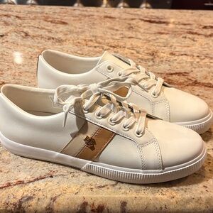 Polo by Ralph Lauren Cream and Tan Sneakers